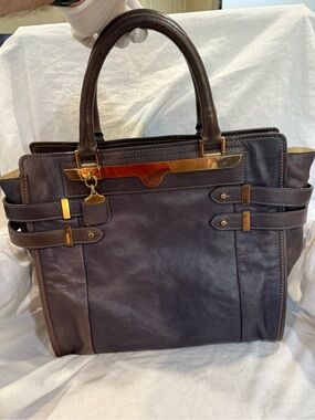 Chloe Large Brown Leather Tote Bag Gold Hardware Vintage